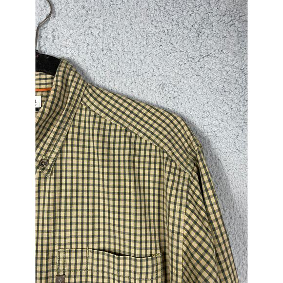 Columbia Mens Size M Long Sleeve Button Up Shirt Tan & Green Plaid - Picture 6 of 9